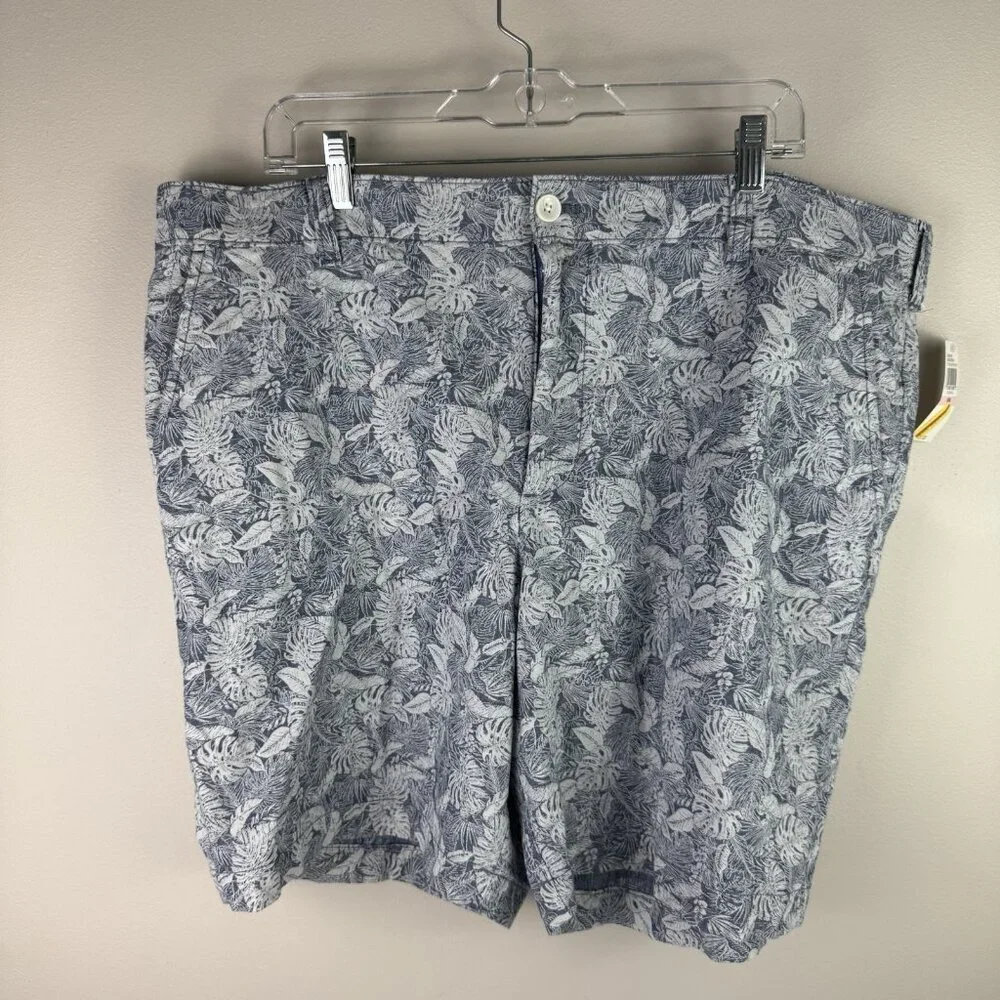 IZOD Mens 40 Chambray Print Shorts 8 Inseam Classic Fit Stretch Golf NWT